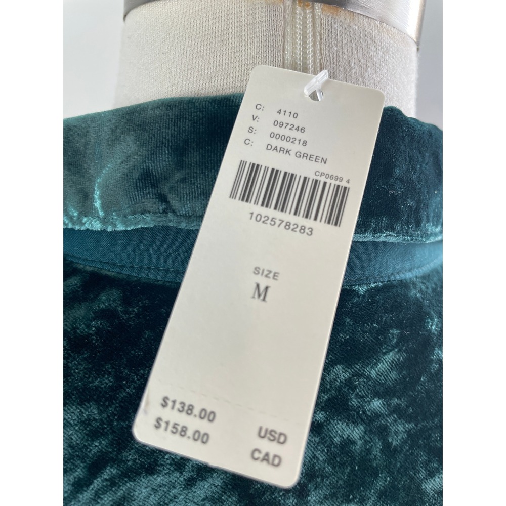 NEW Pilcro Anthropologie Womens Medium Dark Green Velvet Ruffle Button Up Shirt - Picture 10 of 10